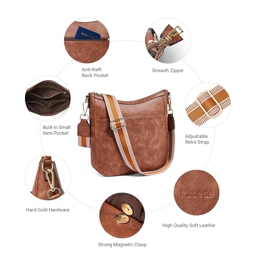 Image of Leather Crossbody Purse for Women Crossbody Bag for Daily Travel | Trendy Vegan Leather Medium Crossbody Purse with Adjustable Strap Women's Hobo Shoulder Handbags for Work