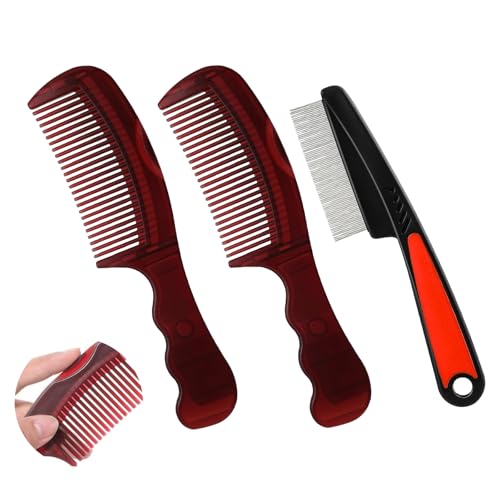 3PCS Dandruff Comb, Lice Fine Tooth Comb, Dandruff Starion Detoxing Brush, Scalp Detox comb for Dandruff Removal, Multifunctional Scalp Massage Tool for Women Men Kids (Brown+Orange)