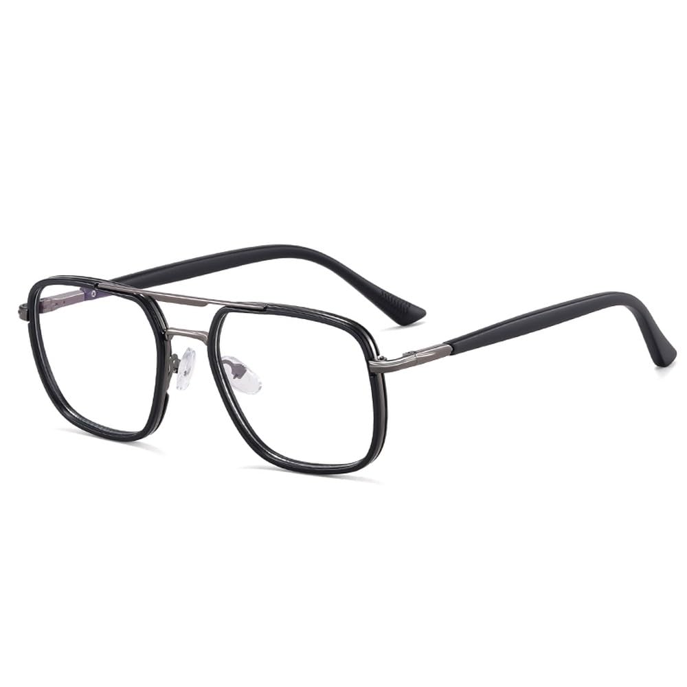 przezroczyste soczewki męskie okulary przezroczyste szare kwadratowe okulary oprawki dla mężczyzn metalowa modna dekoracja