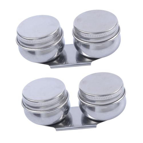 STOBOK 2 Botes De Acero Inoxidable Para Lápices Paleta Doble Soporte Para Pigmentos De Dibujo Paletas De Pintura Agua Cepillo Para Taza Olla De Limpieza Pintura Óleo Taza