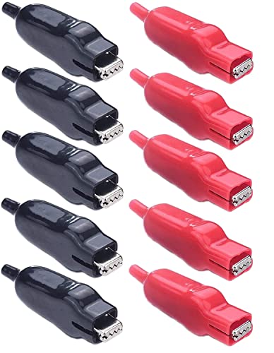 RUNCCI-YUN 10×Clips de Batería de Cocodrilo 20A Clips de Cocodrilo Eléctricos Clips de Cocodrilo Aislados Cargador de Batería Clips de Cocodrilo Clips de Cocodrilo para Cables de Batería de Coche