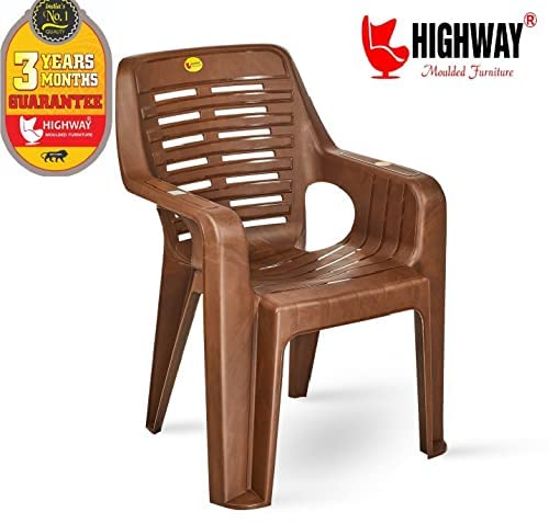 Highway Durable Supreme Sumo Virgin Quality Chair (Weight Bearing Capacity 200 kgs) (3 Years on Manufacturing defect) Plastic Outdoor Chair Brown (Pack of 1) 1