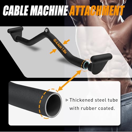 Image of BLUSLM Lat Pull Down Bar T bar Row Attachment, V Bar Tricep Lat Pulldown Attachments, Back Strength Training Bar for Home Gym Exercise Cable Machine Attachments