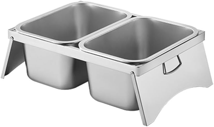 Commercial Spice Rack Set, Countertop Condiment Holder With Handle, Stainless Steel Pizza Combination Plate For Hotel Party Cheese Sauce Lettuce(Silver-A,67x32x10cm)