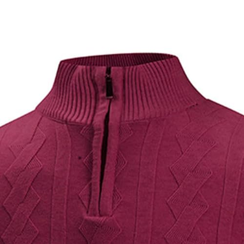 Mens Quarter Zip Pullover Sweaters Long Sleeve Knitted Fall Winter Sweater Slim Casual Warm Tops Mock Neck Polo Sweater4