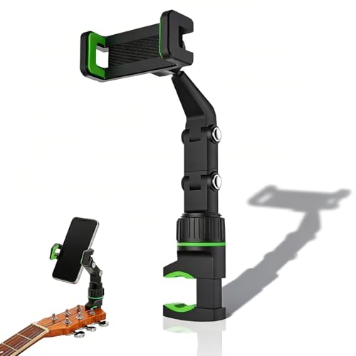 Voskilon Green Guitar Phone Holder Adjustable Angle Guitars Phone Mount