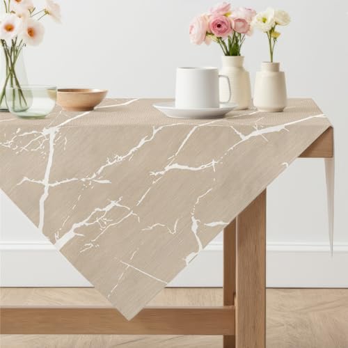 Arwllzz Abwaschbare Tischdecke Beige Modern Eckig Mitteldecke Tisch...