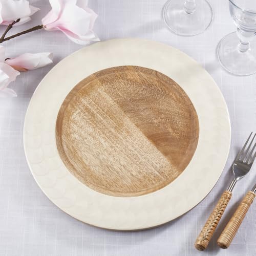 Platos decorativos redondos con borde esmaltado 13 pulg, set 4 miniatura 2