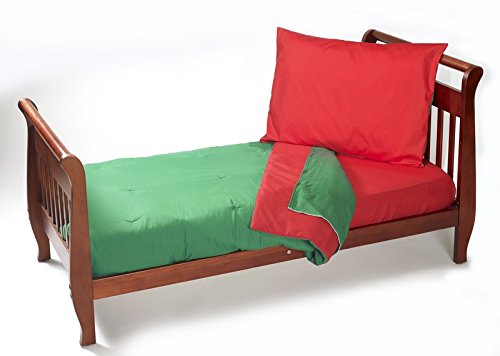 Infantil Muñeca Ropa de cama sólida reversible de bebé juego de ropa de cama, color rojo y verde