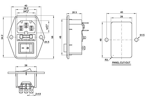Switch 3A Fuse Cassette Pilot Lamp Three-in-One AC Power Outlet Legs Boat Type Switch 10pcs