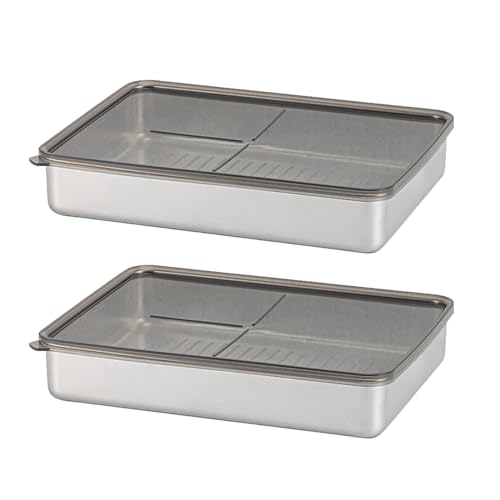 burkfeeg Boites Alimentaires Hermétiques,Jeu De 2 Récipients à Charcuterie, Empilables Boite De Rangement Frigo Taille Supplémentaire Pour Fromage, Viande,...