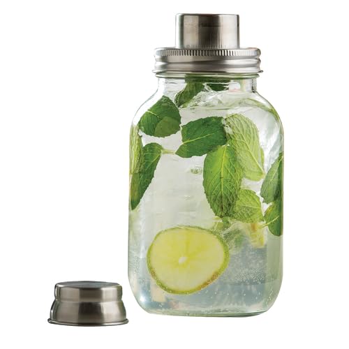 MJS14 Cash & Carry Mason Jar coctelera, 14 onzas., apto para lavavajillas, 18/8 superficie de acero inoxidable, vidrio 4