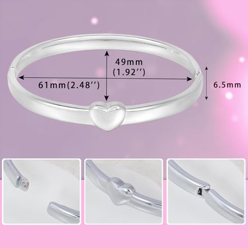 MILAKOO Heart Teardrop Stainless Steel Bangle Bracelet for Women Twist Eternity Love Chunky Cuff Valentine's Gifts4