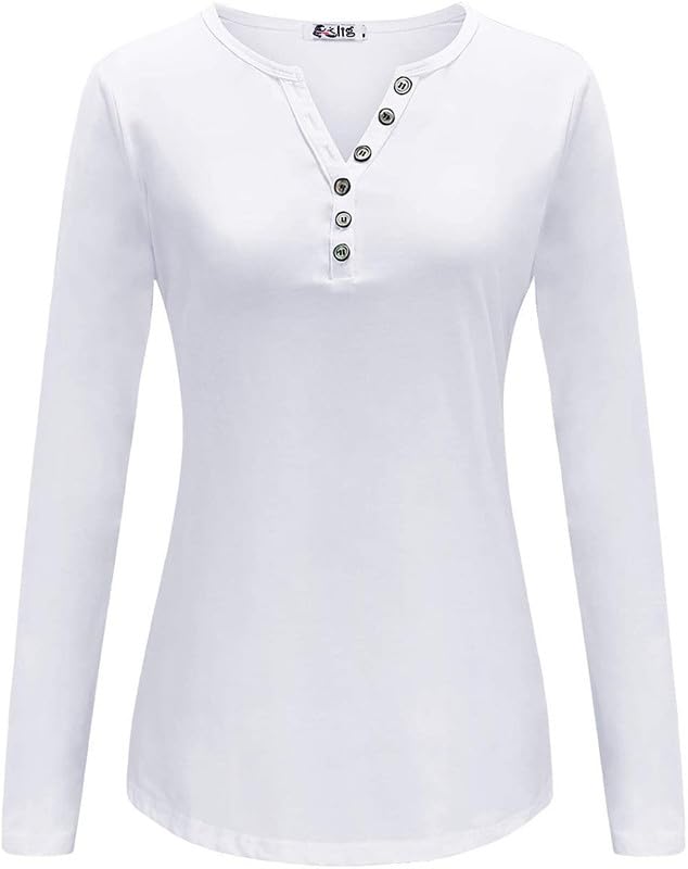 Image of Women's Regular Fit Pure Cotton Top - Elegant V-Neck with Mandarin Collar, Button-Front Design, Full Sleeves, Soft & Breathable Fabric for Stylish Casual Wear