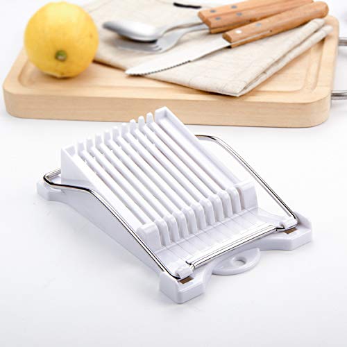 Zeakone Luncheon Meat Slicer, Stainless Steel Wires, Boiled Egg Fruit Slicer Soft Food Cheese Sushi Cutter Canned Meat Cutting Machine With 10 Singing Cutting Wires (White) #TOP2