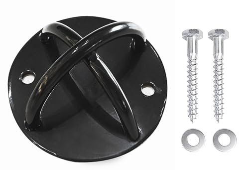 G5 HT SPORT 【Gancho de pared y techo/anillo de anclaje Ø12 cm para suspensión-entrenador, yoga swing 】 Anillas de gimnasia soporte pared y techo 360° de acero, capacidad de carga 450 kg, tornillos