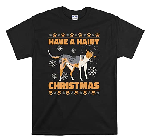 T-shirt Happy Hairy Christmas noir XL pour éviter le pull de Noël trop chaud