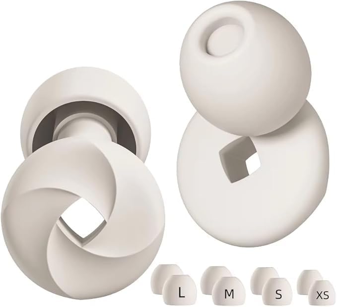 YomauiYee 1 Pairs Ear Plugs For Sleeping Noise Cancelling,Earplugs For Swimming,Rave,Work,Motorcycle,Sleep Snoring,Airplanes,High-Fidelity 16 Silicone Reusable Ear Tips In XS/S/M/L 24dB-33dB (White)