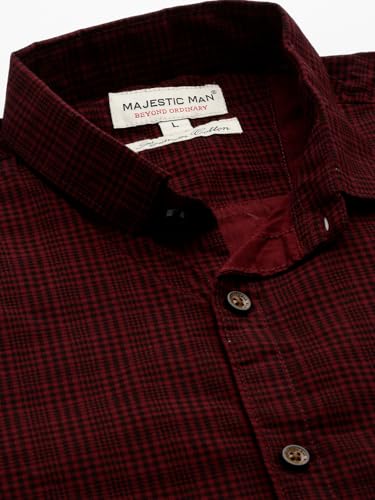 Image of Majestic Man Men's Comfort Slim Fit Pure Cotton Opaque Checked Casual Shirt