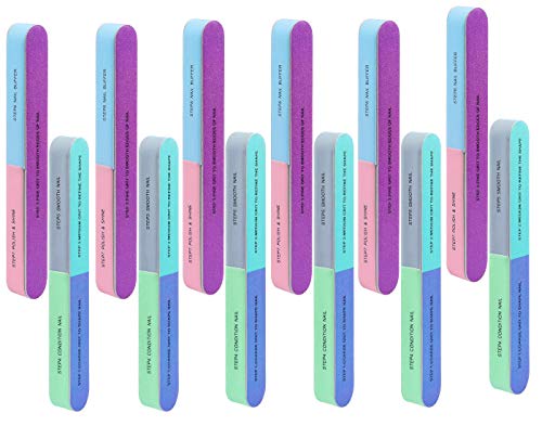 12 Packs 7 Way Nail File and Buffer Block Nail Buffering Files 7 Steps Washable Emery Boards Professional Manicure Tools
