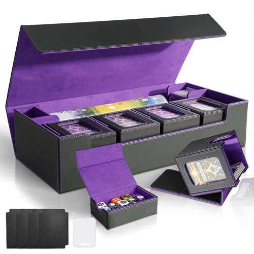 Card Deck Box for MTG Commander, Large 6 in 1 Card Storage Displa...