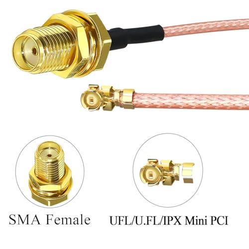 Image of TUOLNK 5PCS SMA Female to IPX U.FL RG178 Coaxial Cable, 12 inch(30cm) SMA MHF1 UFL Low Loss Jumper Extension Cable for WiFi Router, Antenna, Security Camera, GPS Devices, etc.
