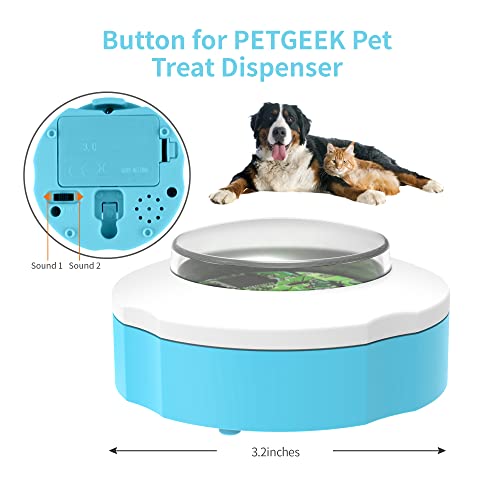 PETGEEK Automatic Treat Dispensing Dog Toys, Dog Treat Dispenser with Dog Button Remote Control, Electronic Dual Power Supply Dog Puzzle Toys for L/M/S Dogs Safe ABS Material, Blue Color