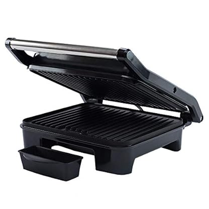 Elta Edelstahl Kontaktgrill KG-201 ( 2000 Watt, Edelstahl, Fettablaufsystem, stufenlos regelbar, Cool Touch Griff, Grillen Camping) – Bild 5