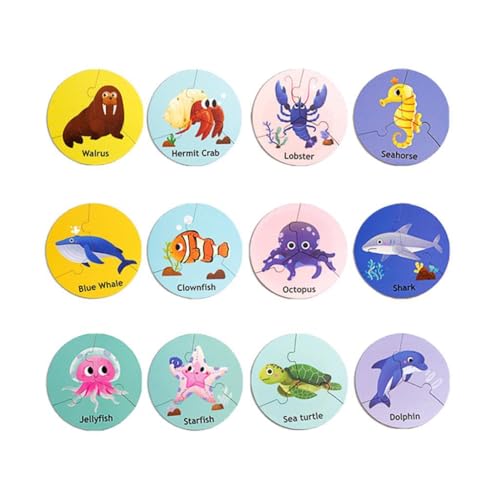 Ａｌｍｅｎｃｌａ 動物マッチングパズル 知育玩具 動物テーマパズルセット 家庭活動, 海洋動物