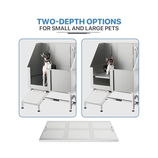 Monibloom 50 dog bath tubs for large dogs professional stainless steel pet grooming tub wcomplete accessories ramp dog washing station for domestic and professional use 250 lbs capacity  urban country home decor