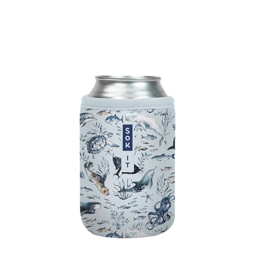 Sok It CanSok Sleeve for Beer & Soda Insulated Neoprene Cover (Ocean Echo, 12oz Can Sleeve)