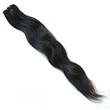 tempelhaar extensions Remy Single Drawn Qualität Indische Remy Echthaartresse Dunkelbraun #1b leicht gewellt 100 Gramm 45 cm