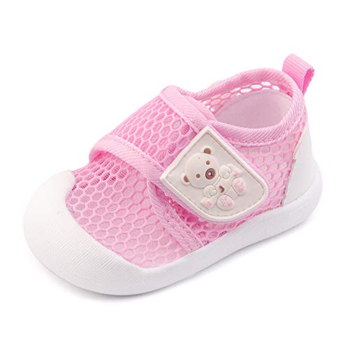 QGAKAGO Baby Comfortable Lightweight Mesh Prewalker Sneakers Sandals Toddler Shoes for Girls and Boys 6-30 Months(3.5 Toddler, Pink-2)