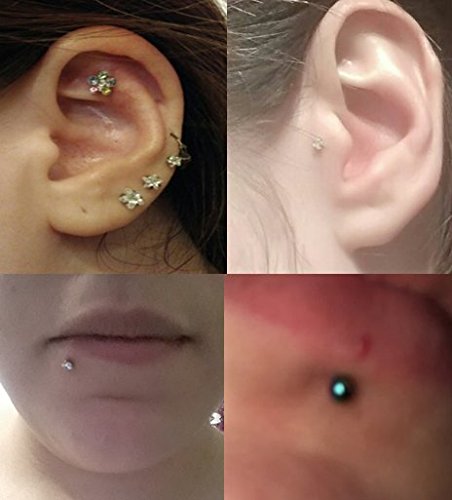 Vcmart 16G Helix Earring-Internally Threaded Labret Monroe Medusa Lip Ring Tragus Cartilage Earring Stud 8Mm Barbell Piercing Jewelry Star Top #TOP3