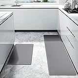 Jabykare 2 Pieces Cushioned Kitchen Floor Mats Non Slip (45x75cm+45x148cm), Waterproof Kitchen Rugs and Mats Anti Fatigue for Home & Kitchen