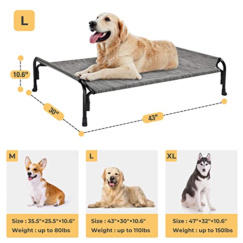 veehoo-Cooling-Elevated-Dog-Bed-Outdoor-Raised-Dog-Cots-Bed-for-Large-Dogs-Chew-Proof-Standing-Pet-Bed-with-Washable-Breathable-Mesh-No-Slip-Feet-for-Indoor-Outdoor-Large-Black-Silver