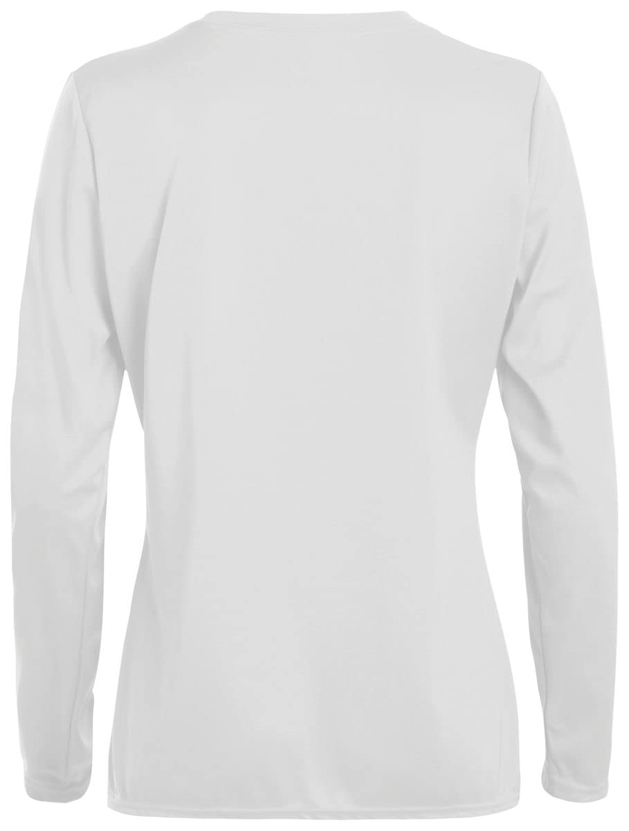 Augusta Sportswear Women's Standard Long Sleeve Wicking t-Shirt, White, X-Large