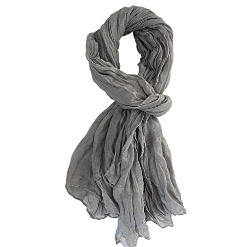 Belsen Summer Cotton Blend Crinkle Vintage Soft Scarf Fashion Solid Scarf Wrap Shawl
