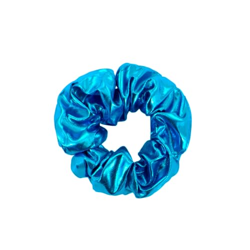 Photo de Oblique Unique Scrunchie Chouchou élastique pour filles et femmes - Accessoire de cheveux - Style années 80 - Turquoise
