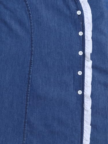 Image of Dresses for Kids Girls, Stylish Knee Length Once Piece Denim Frocks for Girls, Casual Dress for Summer & Special Occasion