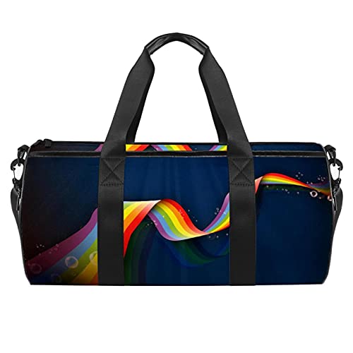 Bolsa de deporte para playa con correa de hombro ajustable  bolsas y cremallera para equipo de gimnasio  pelotas deportivas y deportes acuáticos  arco iris