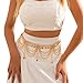 Metal Beaded Link Chain Belly Belt,Gold Multi-layered Tassel Waist Chain Belt,Outfit Dress Jean Pants Heart Pendant Waist Belt for Women (Gold)