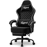 Shadcoler Gaming Stuhl Gamer Sessel - Tech-Stoff, hochdichter Schaum, Taschenfederung, ergonomische Unterstützung, 150 kg, mitlaufende Armlehnen, 90-135° verstellbare Rückenlehne, Fußstütze, Schwarz
