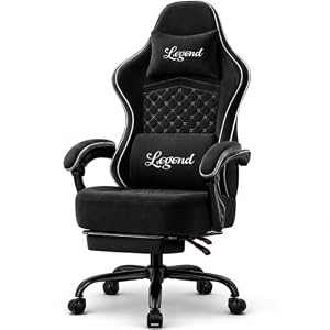 Shadcoler Gaming Stuhl Gamer Sessel - Tech-Stoff, hochdichter Schaum, Taschenfederung, ergonomische Unterstützung, 150 kg, mitlaufende Armlehnen, 90-135° verstellbare Rückenlehne, Fußstütze, Schwarz