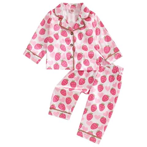 Himllauen Kids Girls Strawberry Pajamas Set Cover