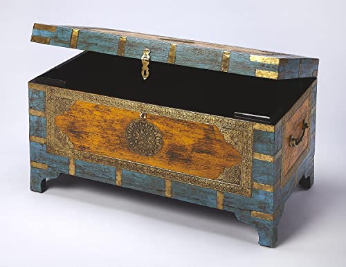 Butler Nador Painted Brass Inlay Storage Trunk #TOP2