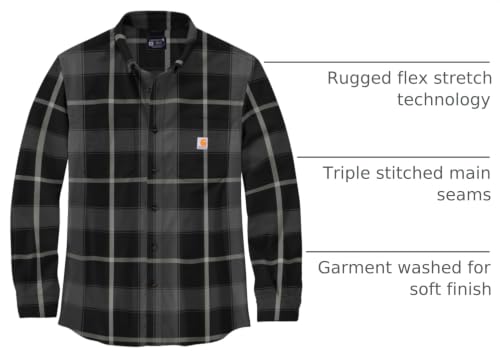 Image of Carhartt Men's Rugged Flex Relaxed Fit Midweight Flannel Long-Sleeve Plaid Shirt
