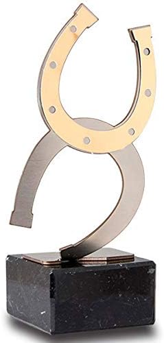 Trofeo de Acero Inoxidable y Aluminio Color Oro herraduras Caballo 15cm.