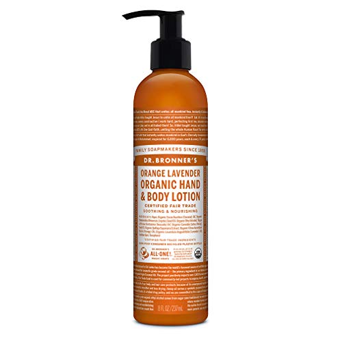Dr. Bronner's - Organic Lotion (Orange Lavender, 8 Ounce) - Body Lotion And Moisturizer, Certified Organic, Soothing For Hands, Face And Body, Highly Emollient, Nourishes And Hydrates, Vegan, Non-Gmo #TOP3