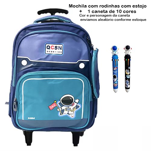 Mochila de carrinho Rodinhas Infantil em Tecido Oxford e com Grande Capacidade para Estudantes de 6